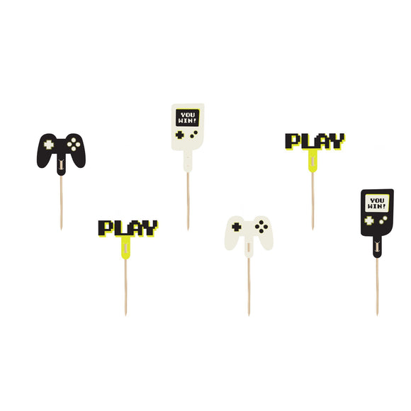 PartyDeco Cupcake Toppers Gamer 6-10,5cm pk/6